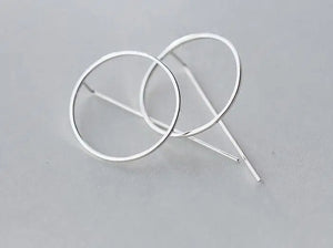 925 Silver Open Circle & Bar Geometric Earrings