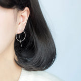 925 Silver Open Circle & Bar Geometric Earrings
