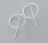 925 Silver Open Circle & Bar Geometric Earrings