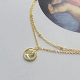 925 Silver Multi-Rows Portrait Coin Beads Chain Bracelet