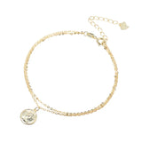 925 Silver Multi-Rows Portrait Coin Beads Chain Bracelet