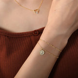 925 Silver Multi-Rows Portrait Coin Beads Chain Bracelet