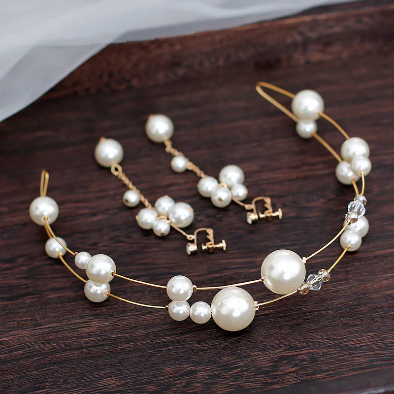 Beaded Hairband Women Bridal Pearl Headband Wedding Accessories