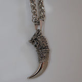 Dragon Head Horn Pendant Necklace Stainless Steel Basket Chain