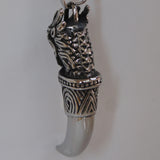 Dragon Head Horn Pendant Necklace Stainless Steel Basket Chain