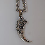 Dragon Head Horn Pendant Necklace Stainless Steel Basket Chain