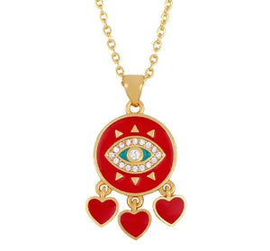 Multicolor CZ Zircon Necklace Copper Snake Chain Pendant