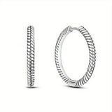 Minimalist Style Silvery Hoop Earrings, 925 Sterling Silver