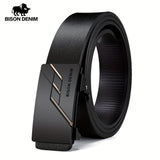 Men's Leather Belt with Automatic Alloy Buckle, Business Style