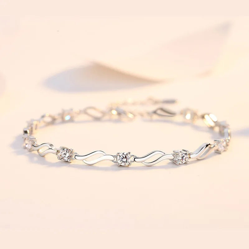 Sterling Silver Zircon Bracelet for Women