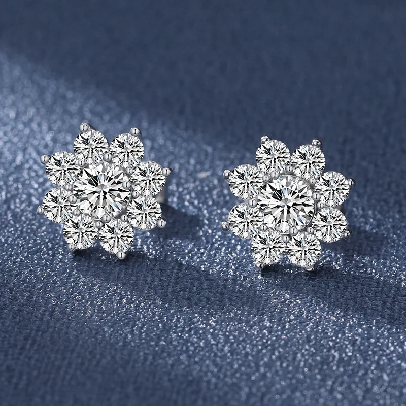 Moissanite Silver 925 Earrings Modern Women's Jewelry