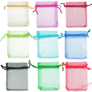 100pcs Mix Colors Jewelry Organza Bags 7x9cm