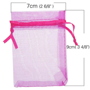100pcs Mix Colors Jewelry Organza Bags 7x9cm