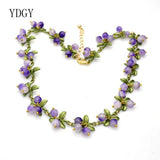 Blueberry Cranberry Stone Lapis Lazuli Necklace Jewelry for Women