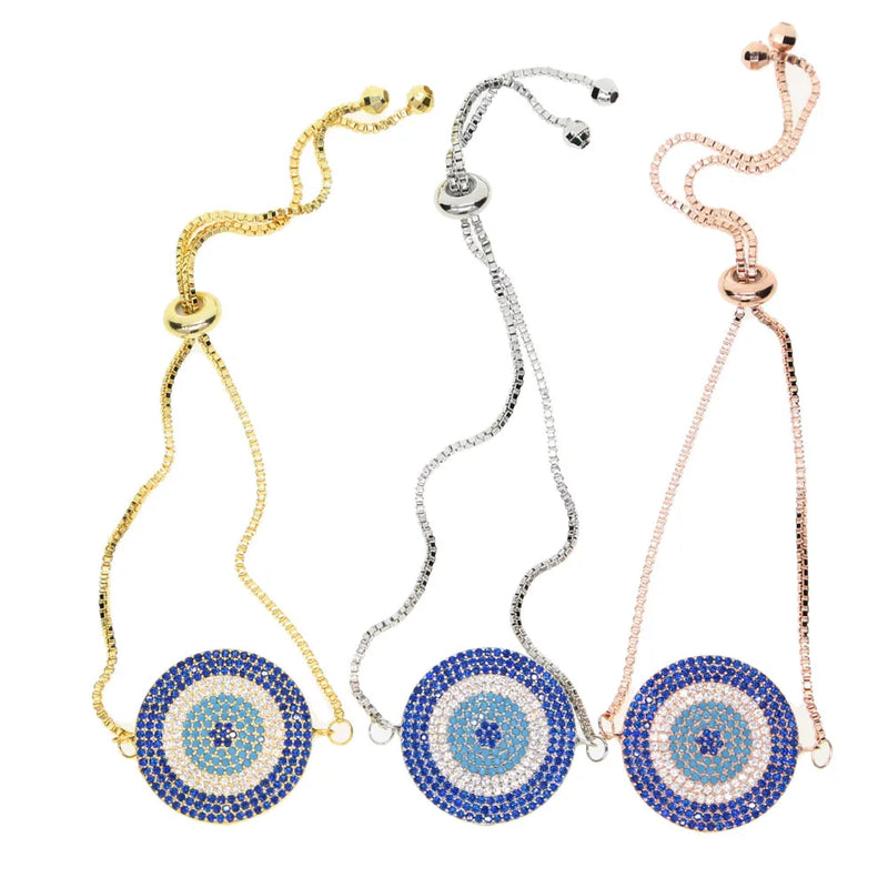 Geometric Round Disco Charm Box Chain CZ Bracelet