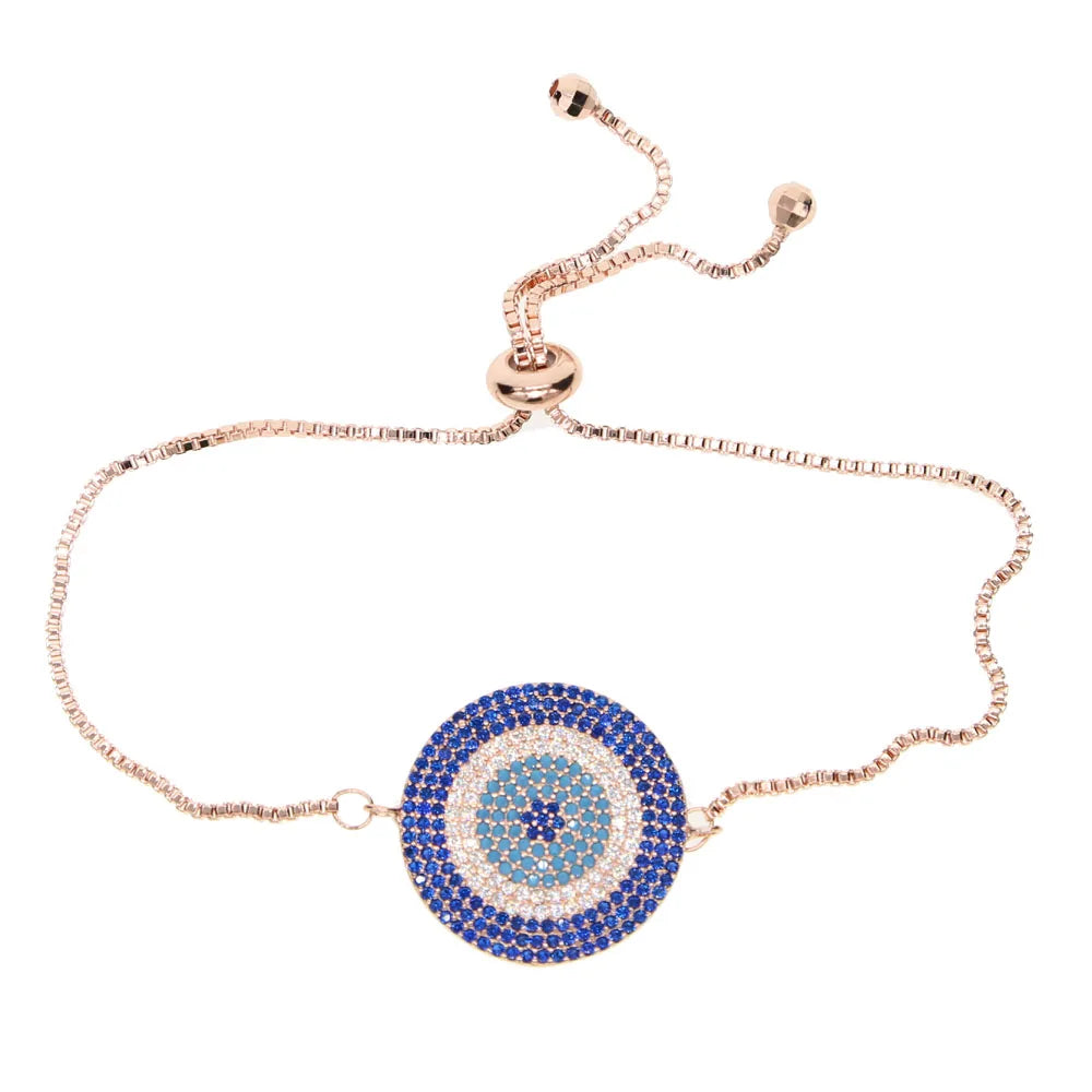 Geometric Round Disco Charm Box Chain CZ Bracelet