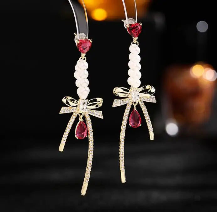 Fairy Love Pearl Drop Earrings, High-End Women Ear Jewelry