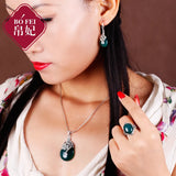 Green Opal Chalcedony Sterling Silver Earrings Retro Women Jewelry
