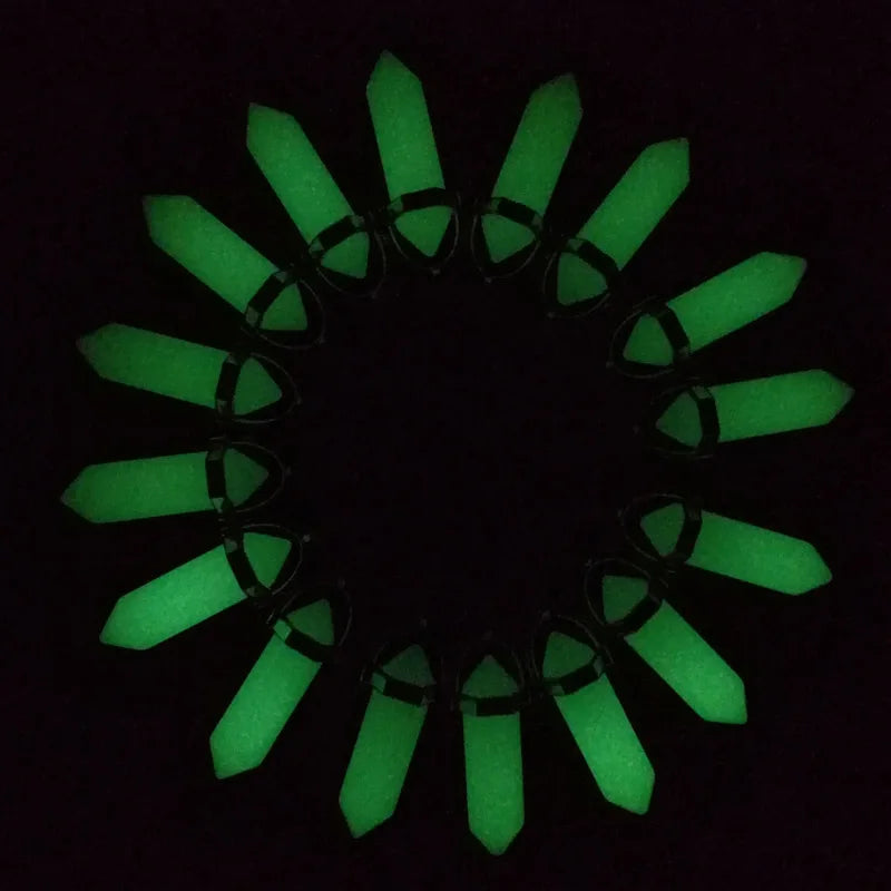 12pcs Luminous Heart Moon Pendulum Stone Pendants for Jewelry Making