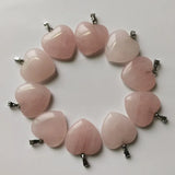 12pcs Natural Stone Quartz Rose Charms Heart Pendant for Necklace Making