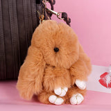 Pluff Bunny Keychain Rex faux Rabbit Fur pompom Key Chain For Women Bag Pendant