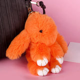 Pluff Bunny Keychain Rex faux Rabbit Fur pompom Key Chain For Women Bag Pendant