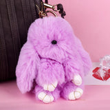 Pluff Bunny Keychain Rex faux Rabbit Fur pompom Key Chain For Women Bag Pendant