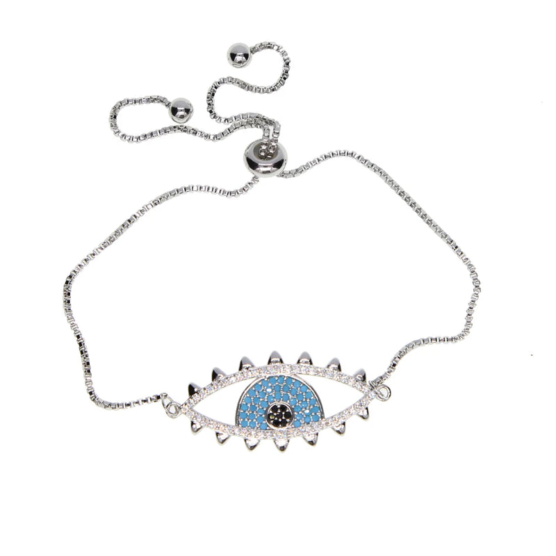 Evil Eye Bracelet Pave CZ Eye Chain Bracelet
