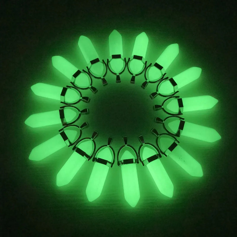 24pc Glow Dark Luminous Pendulum Stone Pendant Necklace for Jewelry Making