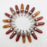 24pc Red Agate Amethyst Lapis Lazuli Crystal Pillar Pendants & Necklaces