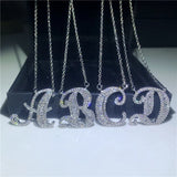 English Letter Necklace 5A Zircon 925 Sterling Silver Short Clavicle Chain
