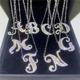 English Letter Necklace 5A Zircon 925 Sterling Silver Short Clavicle Chain