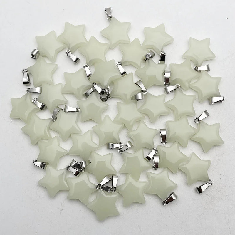 50pc Luminous Stars Stone Pendants for Jewelry Making 20mm Charms