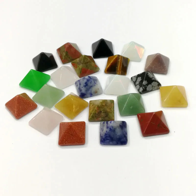 50pcs Mixed Natural Stone Pyramid Cabochons for Jewelry Making