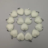50pcs Glow Green Dark Luminous Heart Stone Pendants & Necklaces