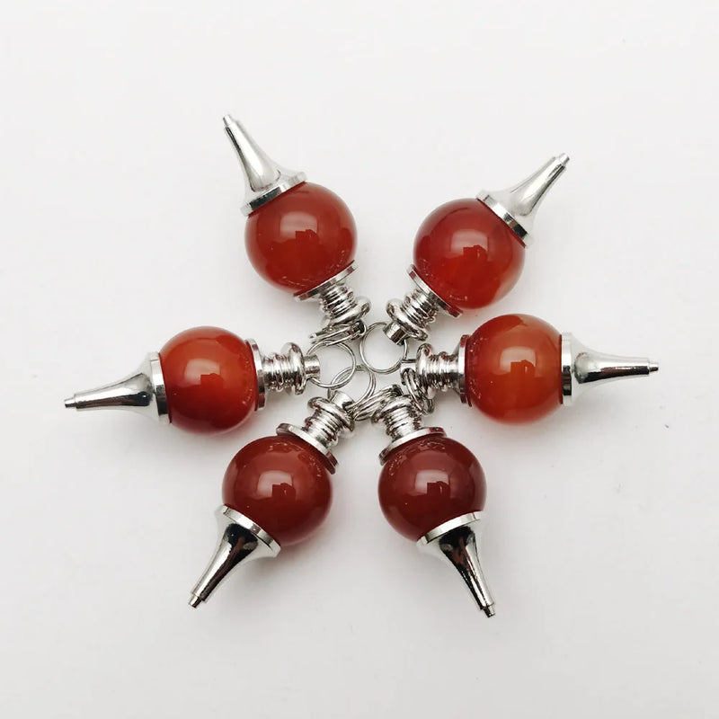 6pcs Red Agates Dowsing Pendulum Charm Pendant for Divination