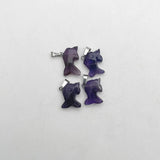 6pcs Small Dolphin Amethyst Natural Stone Pendants for Jewelry Making