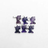 6pcs Small Dolphin Amethyst Natural Stone Pendants for Jewelry Making