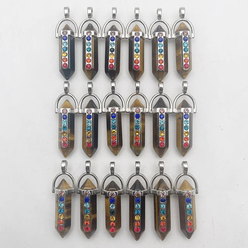 7 Chakra Tiger Eye Crystal Pendant for Jewelry Making