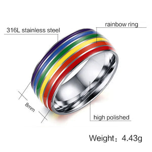 8mm Rainbow Stainless Steel Wedding Rings