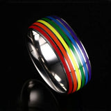 8mm Rainbow Stainless Steel Wedding Rings