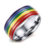 8mm Rainbow Stainless Steel Wedding Rings