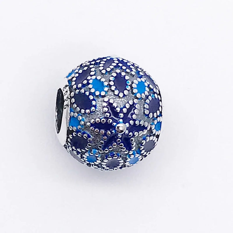 925 Silver Year Gift FLORAL SILVER CHARM WITH 3 SHADES OF ENAMEL