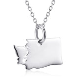 925 Sterling Silver Washington State Map Necklace
