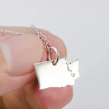 925 Sterling Silver Washington State Map Necklace