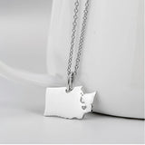 925 Sterling Silver Washington State Map Necklace