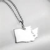 925 Sterling Silver Washington State Map Necklace