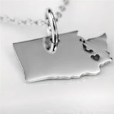 925 Sterling Silver Washington State Map Necklace