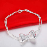925 Silver Bow Knot Bracelet for Weddings