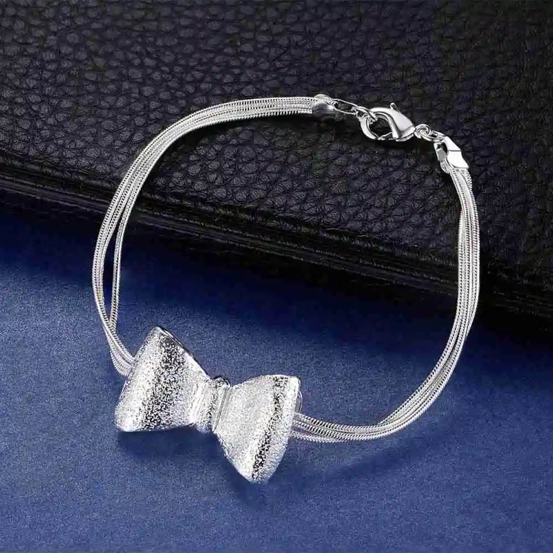 925 Silver Bow Knot Bracelet for Weddings